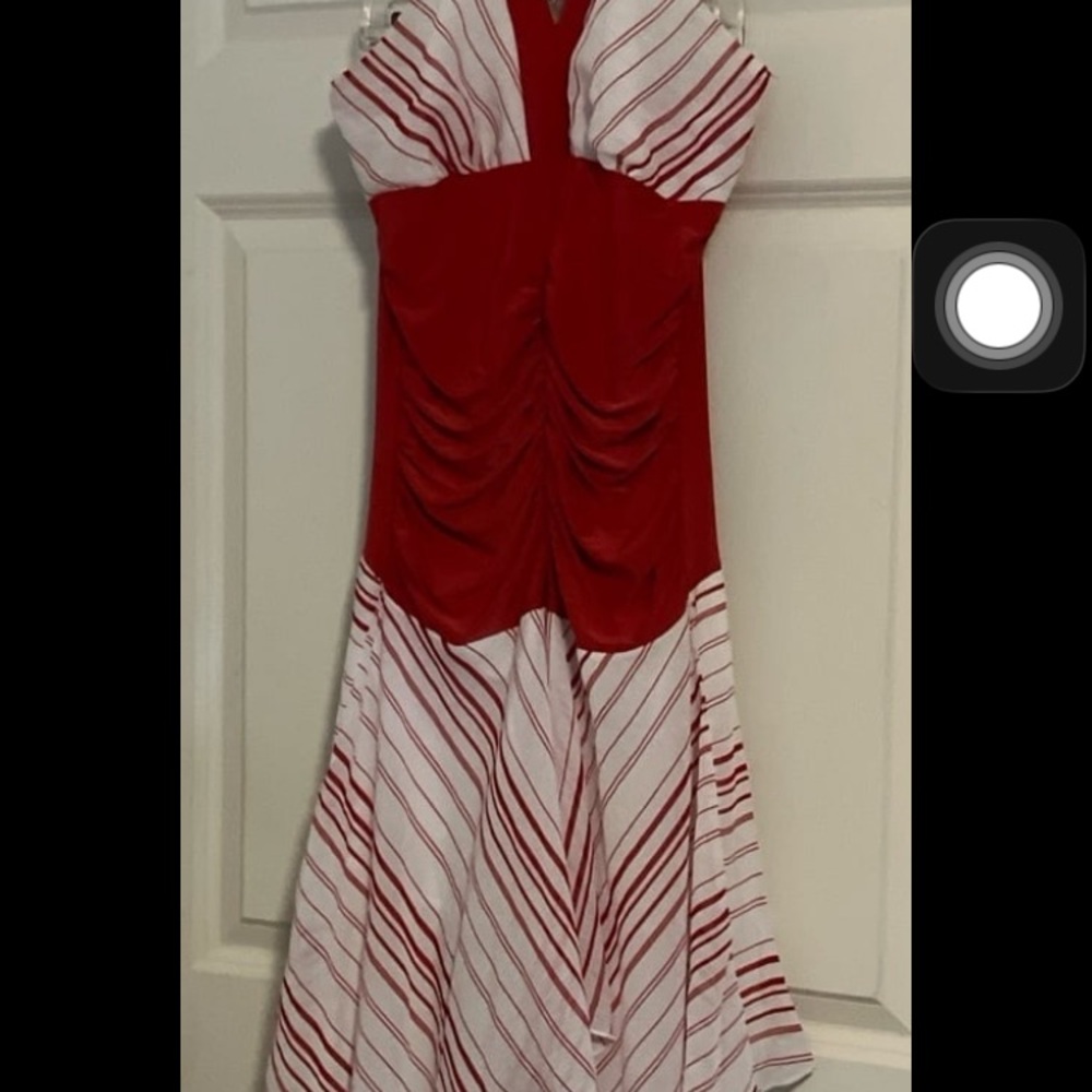 Red and White Striped Mini Dress